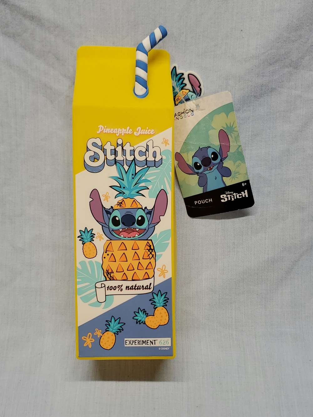 Disney Stitch Pineapple Juice Kids Pouch - Yellow & Blue
